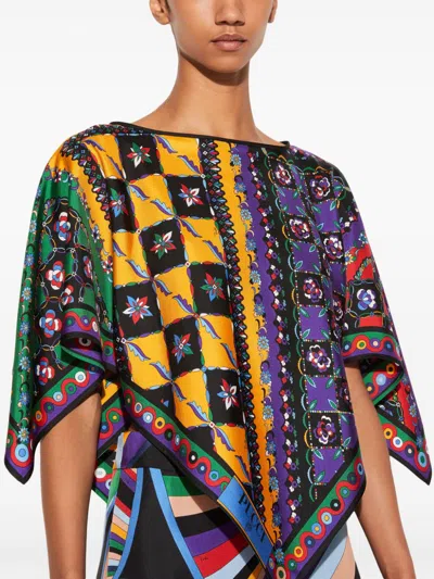 Pucci Festa Onde-print Kaftan Top In Purple
