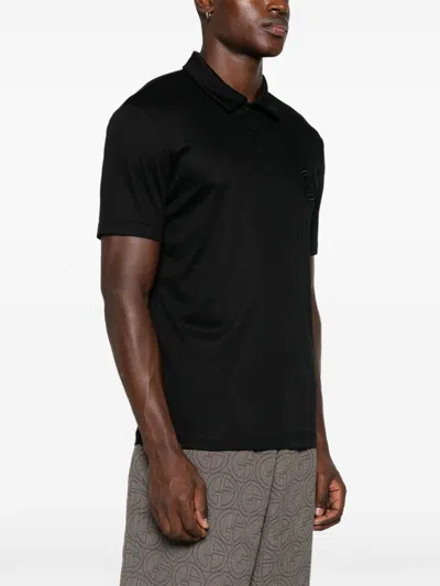 Giorgio Armani Man Polo Shirt Midnight Blue Size 46 Cotton In Black
