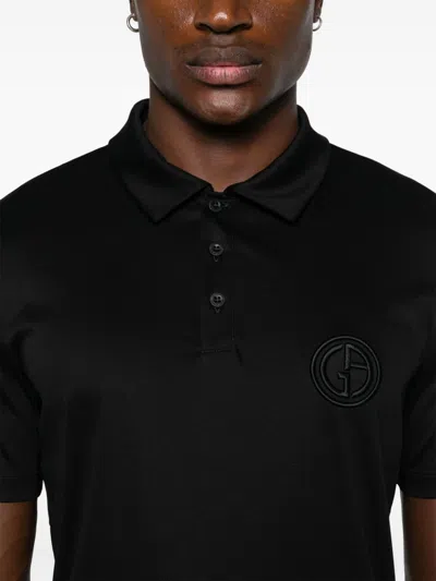 Giorgio Armani Man Polo Shirt Midnight Blue Size 46 Cotton In Black