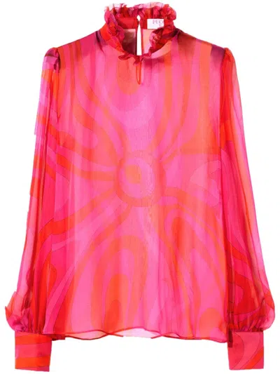 Pucci Semi-sheer Silk Chiffon Blouse In Pink