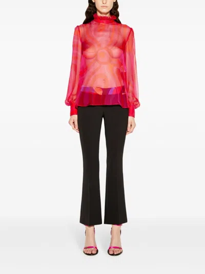 Shop Pucci Semi-sheer Silk Chiffon Blouse In Pink