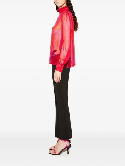 Pucci Semi-sheer Silk Chiffon Blouse In Pink