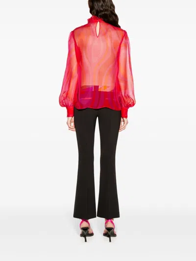 Pucci Semi-sheer Silk Chiffon Blouse In Pink