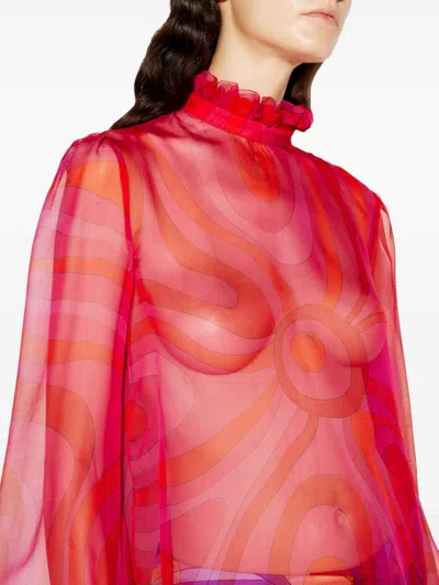 Pucci Semi-sheer Silk Chiffon Blouse In Pink