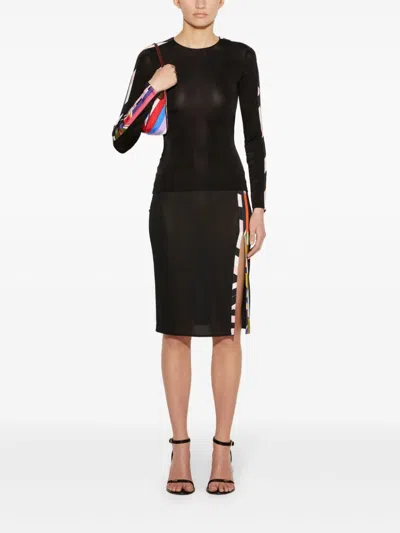 Pucci Contrast-trim Long-sleeve Top In Black
