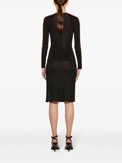 Pucci Contrast-trim Long-sleeve Top In Black