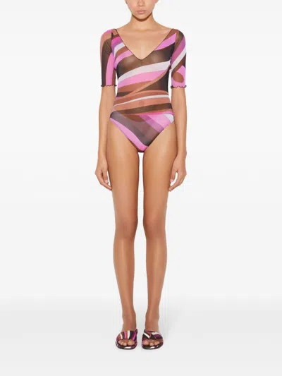Pucci Iride-print Bodysuit In Pink