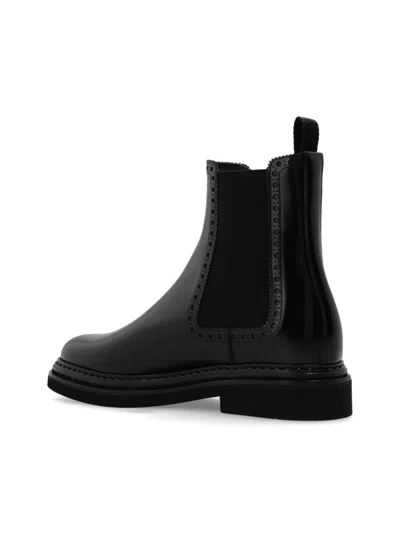 Dolce & Gabbana Leather Chelsea Ankle Boots In Black