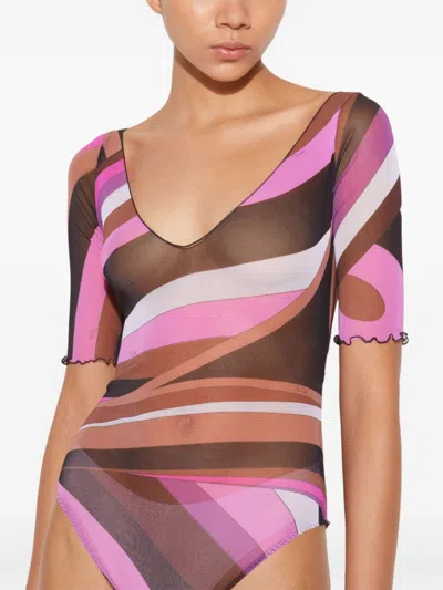 Pucci Iride-print Bodysuit In Pink
