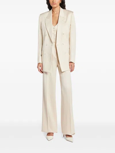 Tom Ford Open-back Twill Waistcoat In Neutrals