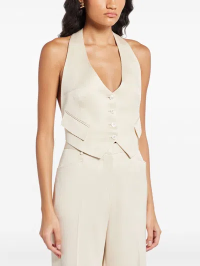 Tom Ford Open-back Twill Waistcoat In Neutrals