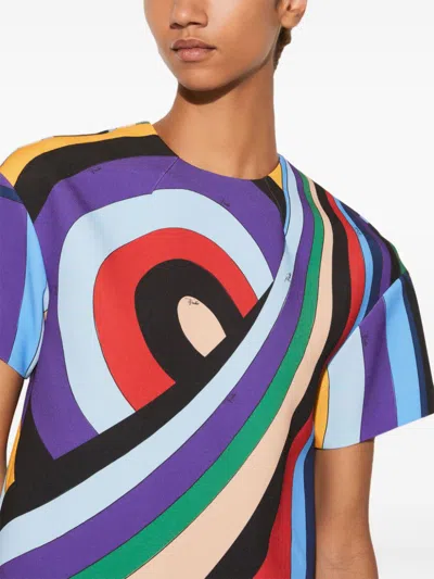 Pucci Women's Cady T-shirt | Size 40 | 4urm35 In Blue