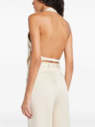 Tom Ford Open-back Twill Waistcoat In Neutrals