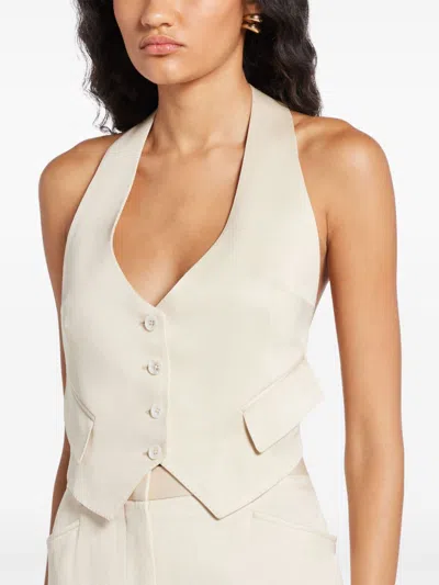 Tom Ford Open-back Twill Waistcoat In Neutrals