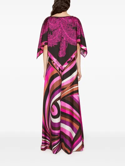 Shop Pucci Iride Struzzo-print Kaftan Top In Pink