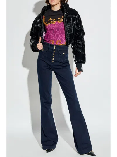 Versace Jeans Couture Crewneck Graphic Print Short Sleeves T-shirt In Black