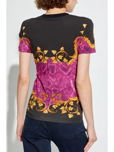 Versace Jeans Couture Crewneck Graphic Print Short Sleeves T-shirt In Black
