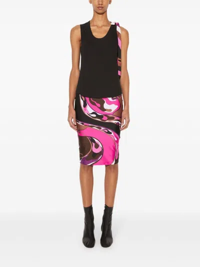 Pucci Tank Top With Bow Detail And Color Block Design In Black