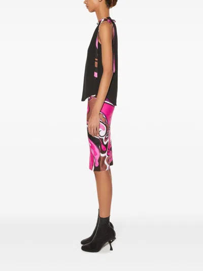 Pucci Tank Top With Bow Detail And Color Block Design In Black