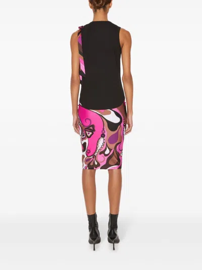 Pucci Tank Top With Bow Detail And Color Block Design In Black