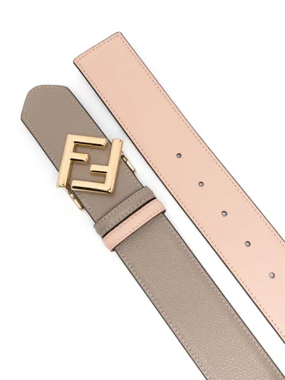 Shop Fendi Ff-buckle Belt In Grey