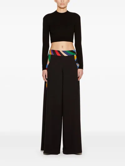 Pucci Abstract-print Trim Cropped Sweater In Black