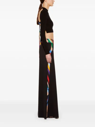 Pucci Abstract-print Trim Cropped Sweater In Black