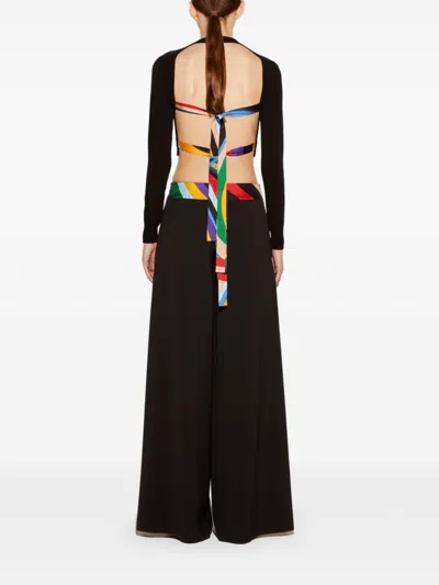 Pucci Abstract-print Trim Cropped Sweater In Black