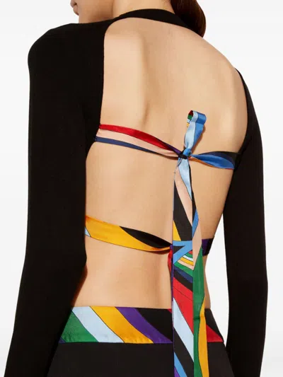 Pucci Abstract-print Trim Cropped Sweater In Black