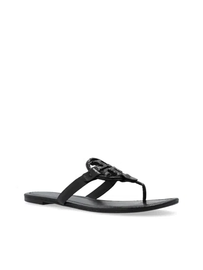Tory Burch Miller Flip-flop Slides In Black