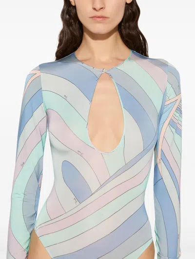 Pucci Iride-print Bodysuit In Blue