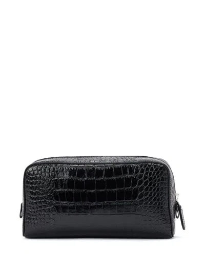 TOM FORD CROCODILE-PRINT LEATHER WASH BAG 