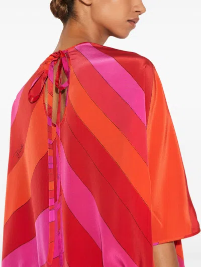 Pucci Iride-print Silk Top In Red