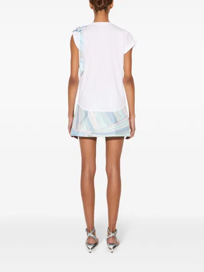 Pucci Bow-detail Cotton T-shirt In White