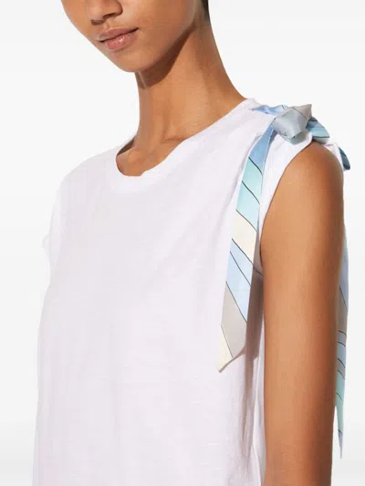 Pucci Bow-detail Cotton T-shirt In White