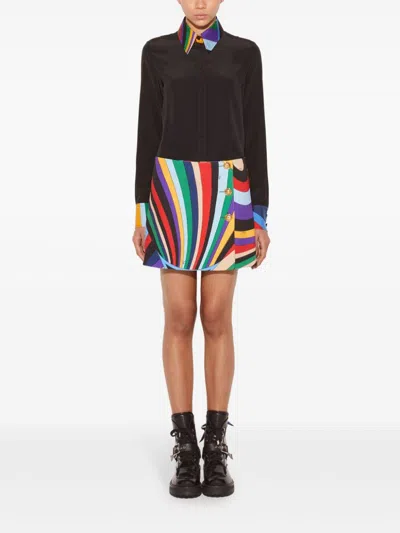 Pucci Abstract-print Trim Silk Shirt In Black