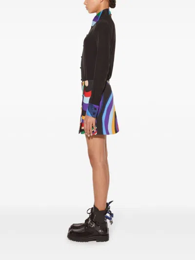 Pucci Abstract-print Trim Silk Shirt In Black