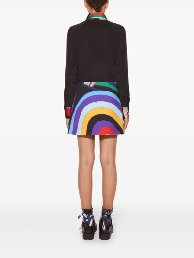 Pucci Abstract-print Trim Silk Shirt In Black