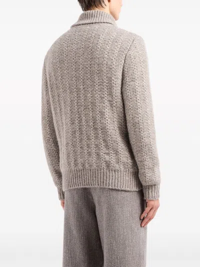 Giorgio Armani Cable-knit Cardigan In Neutrals