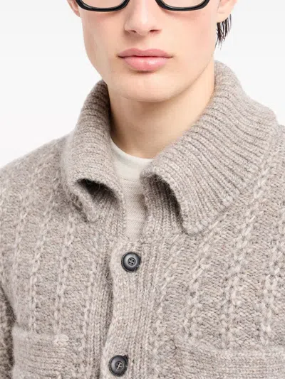 Giorgio Armani Cable-knit Cardigan In Neutrals