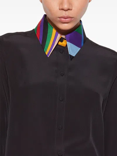 Pucci Abstract-print Trim Silk Shirt In Black