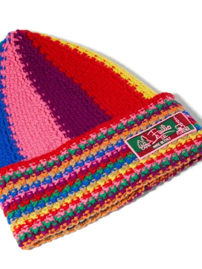 Pucci Colourblock Wool Beanie Hat In Red