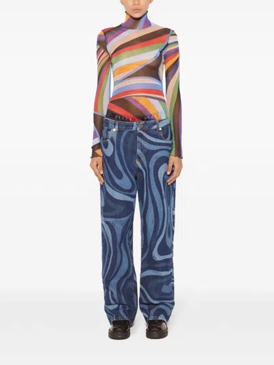 Pucci Iride-print Top In Blue