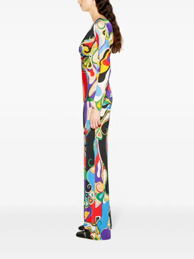 Pucci Cowl-neck Abstract Print Blouse In Purple