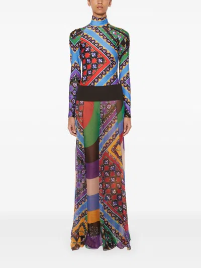 Pucci Iride Festa-print Silk Skirt In Red