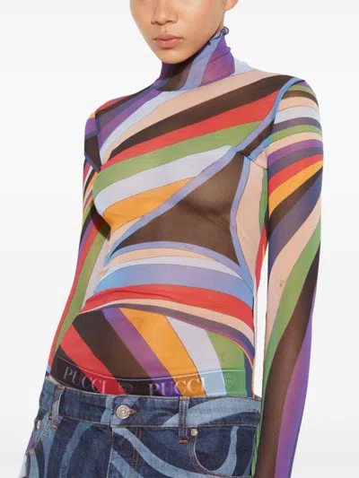 Pucci Iride-print Top In Blue