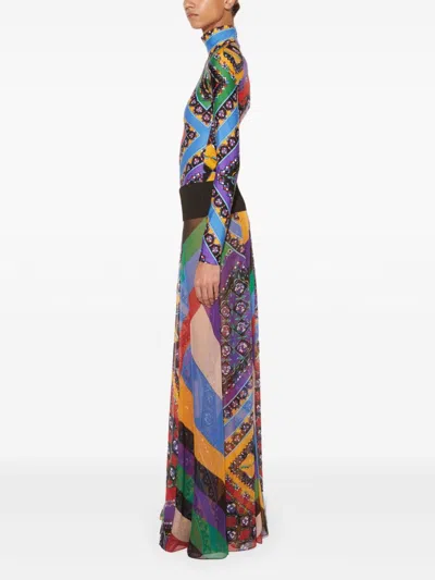 Pucci Iride Festa-print Silk Skirt In Red
