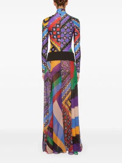 Pucci Iride Festa-print Silk Skirt In Red