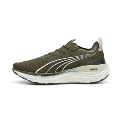 Puma Foreverrun Nitro™ Knit Men's Running Shoes In Dark Olive- White