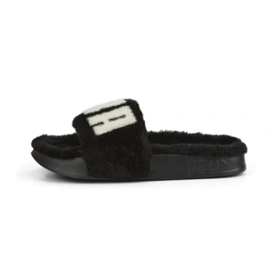 Puma Leadcat 2.0 Fuzz Women's Slides In Black- White